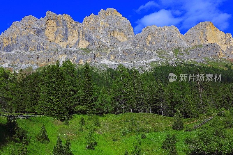 Langkofel, Dolomites sudtirol，山岩尖峰，Gardena Pass附近的科尔蒂纳